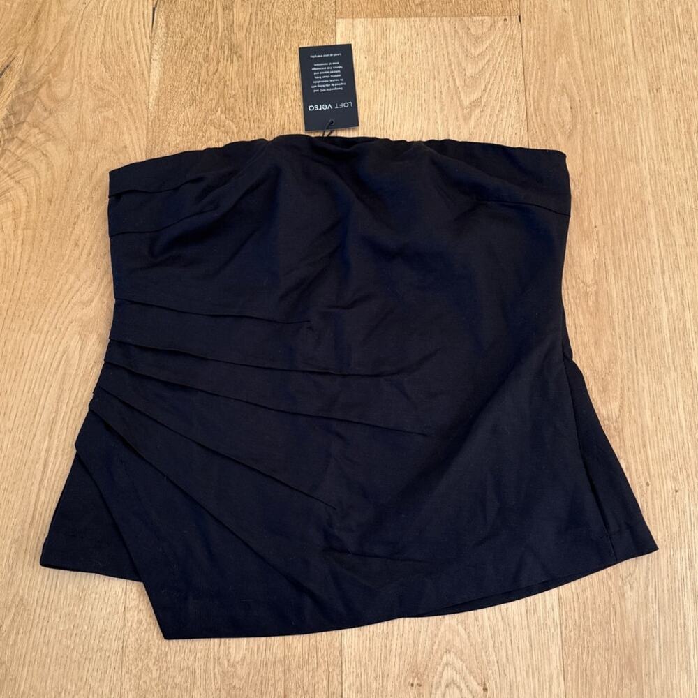 LOFT Versa Tube Top Pleated Size 6 Black